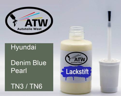 Hyundai, Denim Blue Pearl, TN3 / TN6: 20ml Lackstift, von ATW Autoteile West.